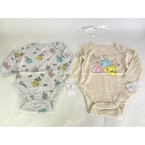 Disney Baby Princess 2 Piece Long Sleeve Bodysuit Set Infant Girls 3-6 Months